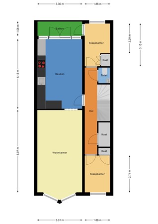 Floorplan - Burgemeester Meineszplein 32b, 3022 XC Rotterdam